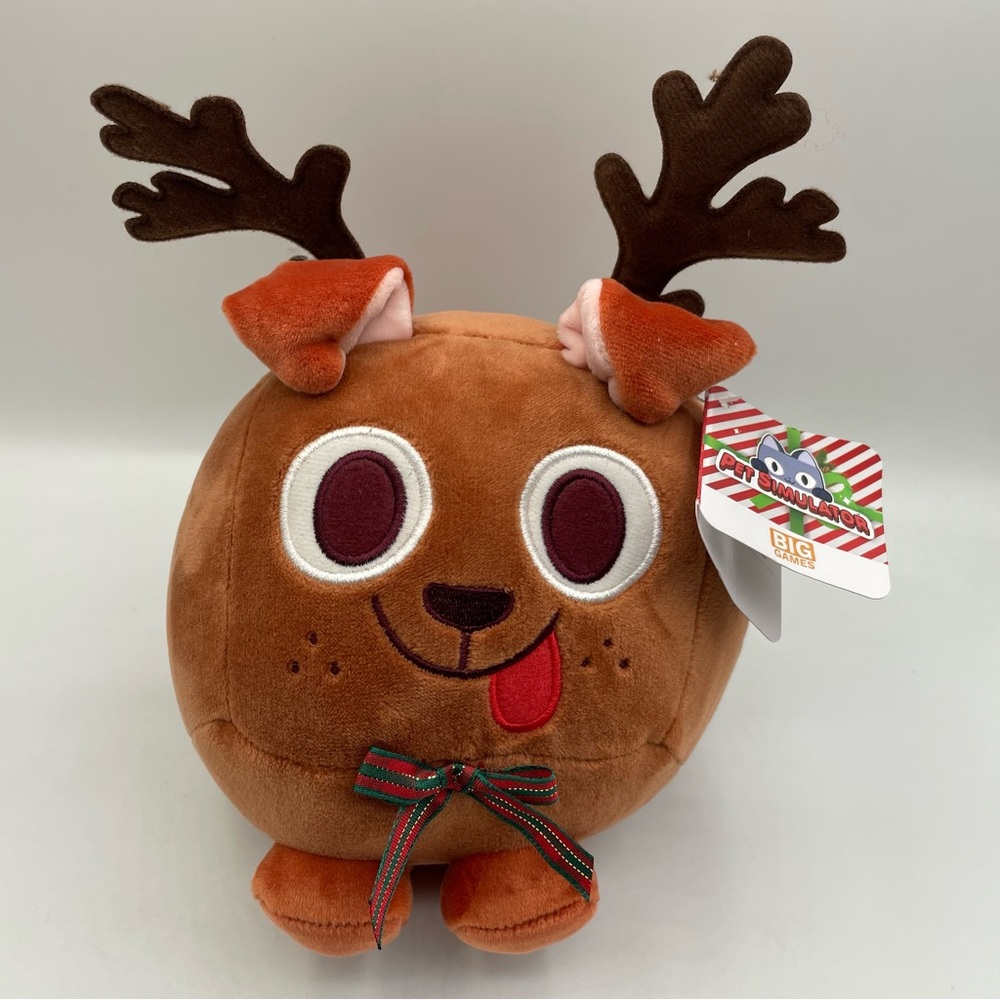 Roblox Big Games Pet Simulator X Reindeer Dog Holiday Christmas Plush With Tag